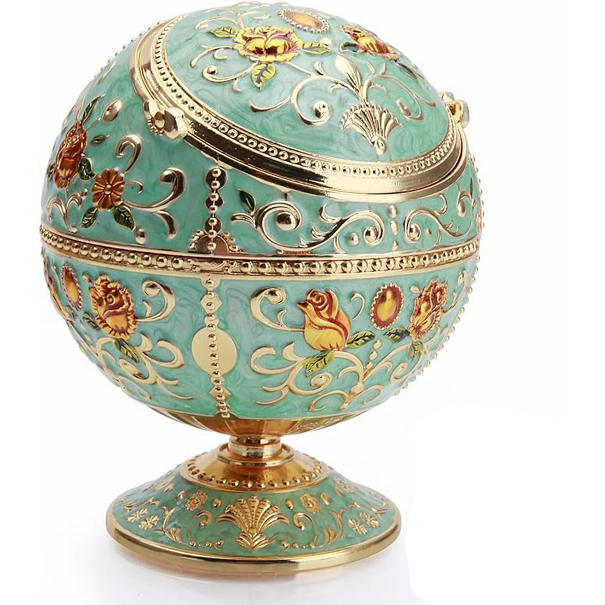 Veat00l - Cenicero Metálico, Portátil A Prueba De Viento, Forma De Bola Metálica En Relieve, Con Tapa Metálica, Para Uso Interior Y Exterior