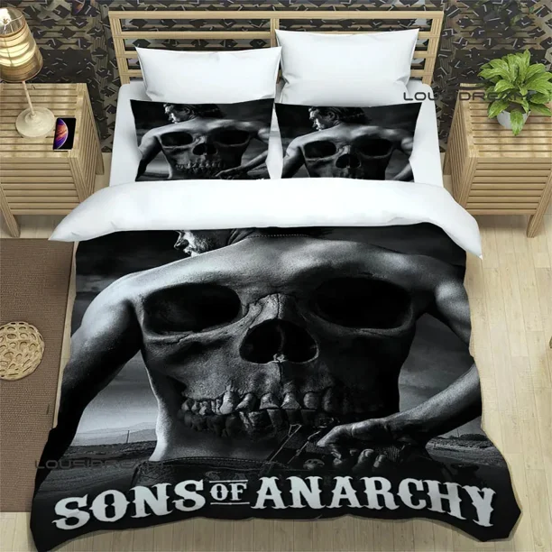 Sons of Anarchy Retro printed Bedding Sets exquisite supplies set duvet cover bed comforter set bedding set luxury birthday gift Bed Sheets