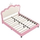 thumbnail image 2 of Full size Upholstered Princess Bed With Crown Headboard,Full Size Platform Bed with Headboard and Footboard, Cream+Pink(Old SKU WF303337AAH), 2 of 3