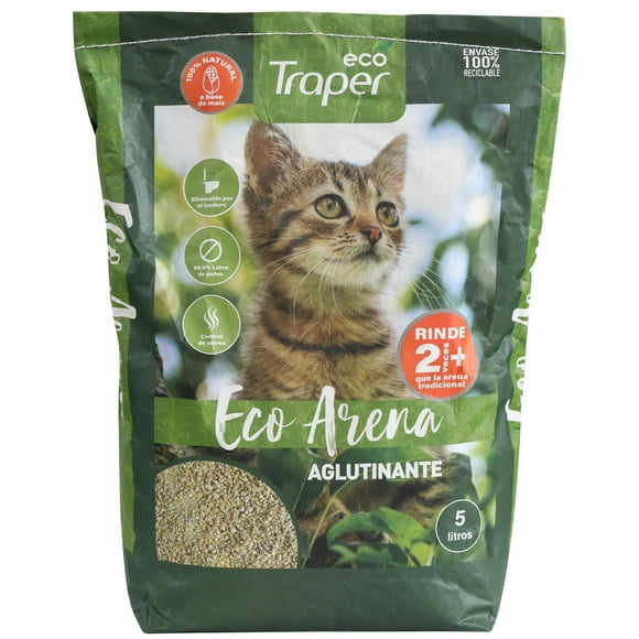 Arena para Gatos Arena Sanitaria Eco De Maiz 5 Litros Traper, 5 L