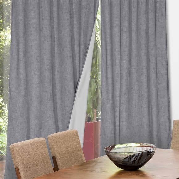 Set Cortina Black Out Lino Gris 140 X 225