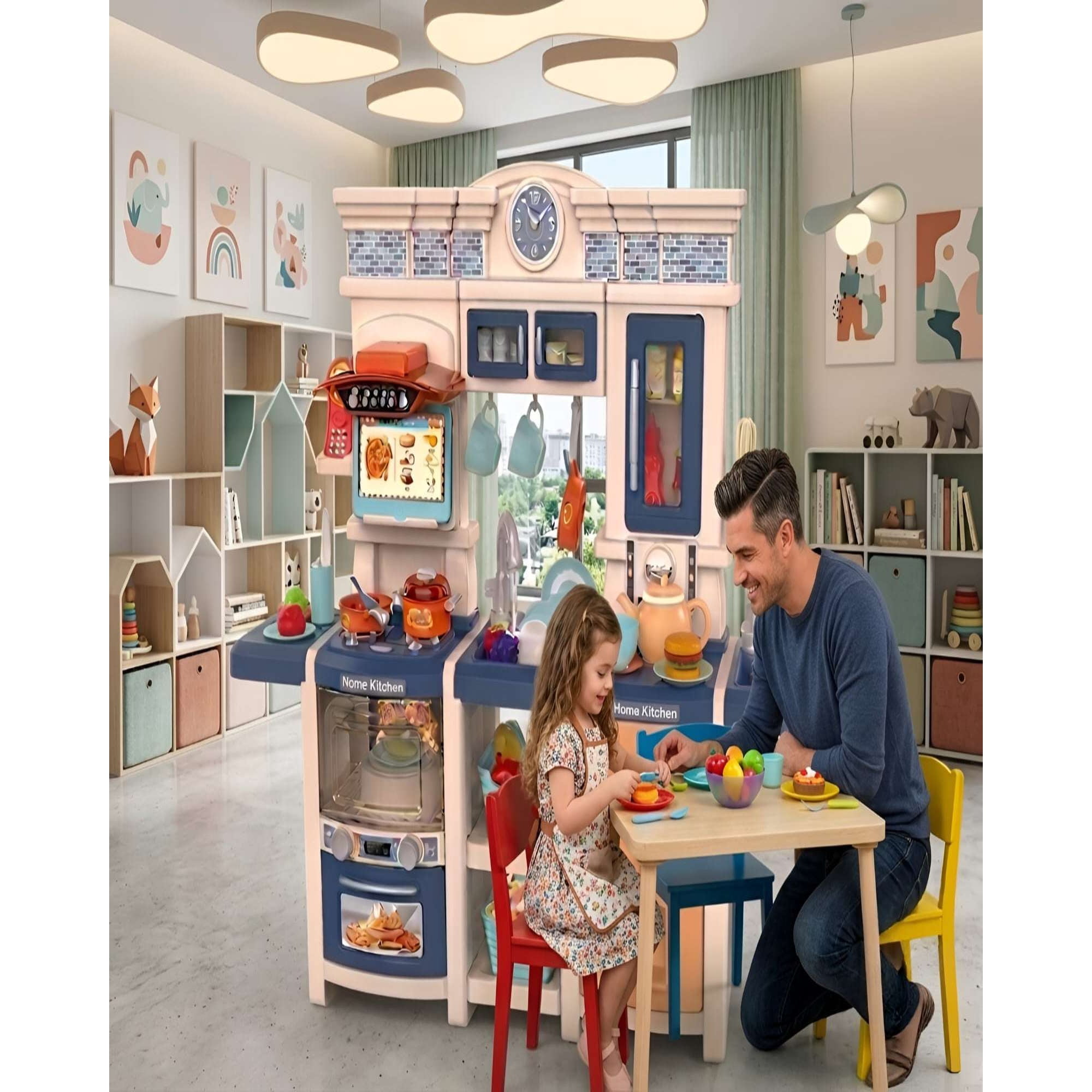 Textiamores - Cocina De Juguete Infantil 108 Piezas Con Sonido Y Salida De Agua