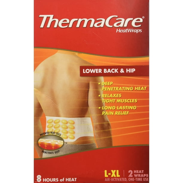 HeatWraps ThermaCare para la parte inferior de la espalda y la cadera, 8 horas y 2 quilates, talla L/XL