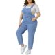thumbnail image 4 of Agnes Orinda Mono de Verano de Mezclilla con Tirantes Ajustables para Mujer de Talla Grande 2X Azul Claro, 4 of 6