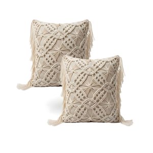 Genérico - Pack De 2 Fundas De Cojin Con Estilo Bohemio 45X45Cm Beige 05