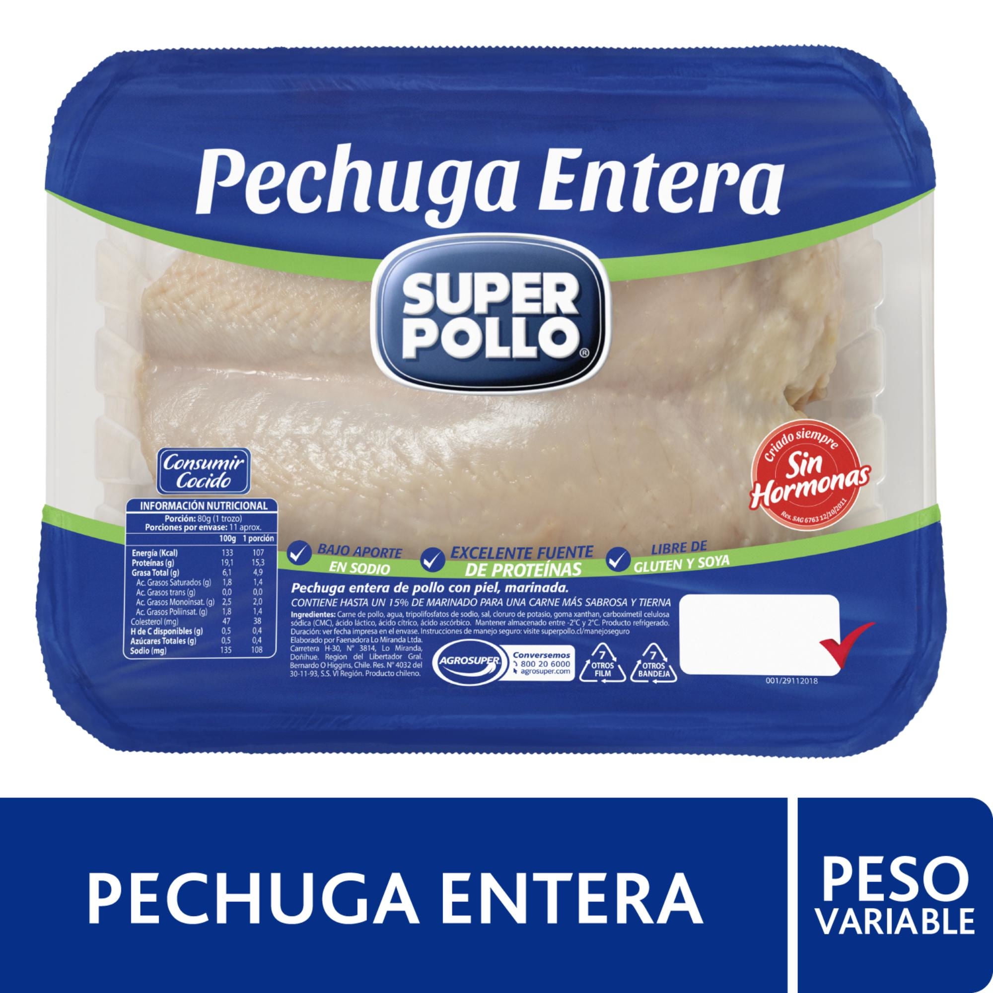 Pollo Pechuga Entera Envasada 1 Kg Super Pollo