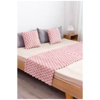 Genérico - Piecera Peluda Con Fundas 1.5/2 Plazas - Rosado