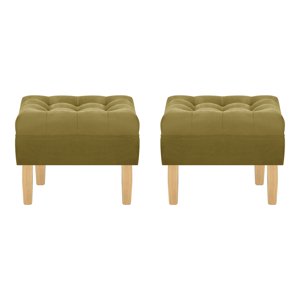 Bodevir - Set Pouf Wood 1C Felpa 05 Verde Musgo