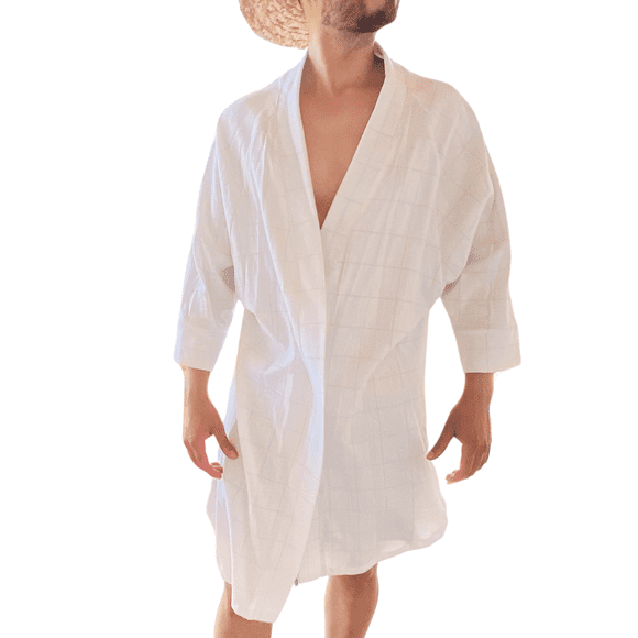 Kimono de algodon blanco de verano unisex