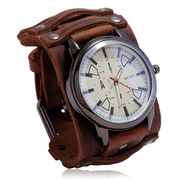 Accesorios Reloj de Cuero Retro Personalizado Pulsera de Cuero Ajustable para Hombre