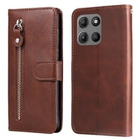 Gangxun - Funda Con Cremallera Para Motorola Moto G15, Carcasa Cartera De Cuero Pu Con Soporte Y Tarjetero