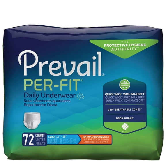 Prevail Incontinencia Talla Grande - Pack de 4 (72 unidades)