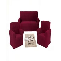 Genérico - Pack De Fundas De Sofa Cuadrille 3+1+1 Color Burdeo