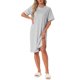 thumbnail image 2 of Camisón Midi de Manga Corta para Mujer INSPIRE CHIC con Abertura Lateral Casual Vestido de Descanso T-Shirt XL Gris, 2 of 6