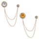 thumbnail image 1 of Uxcell Gem Chain Brooch Pins, 2 piezas de cadena colgante Broche Pin Borla Redonda Cristal Insignia Solapa Collar Pines para Mujeres Hombres Camisas Esmoquin Bufanda, Tono dorado (Amarillo/Blanco), 1 of 7
