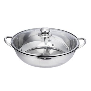 Magideal - Olla Caliente Shabu Shabu Con Asas, Olla De Mandarín, Tapas Transparentes, Utensilios De Cocina Japoneses De Doble Cara, Olla De Sopa De Dos , 28Cm