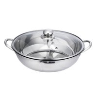 Magideal - Olla Caliente Shabu Shabu Con Asas, Olla De Mandarín, Tapas Transparentes, Utensilios De Cocina Japoneses De Doble Cara, Olla De Sopa De Dos , 28Cm