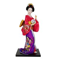 Bothyi - Figura Coleccionable De Muñeca Geisha Japonesa De 12 Pulgadas Para Decoración Del Hogar Rojo Púrpura