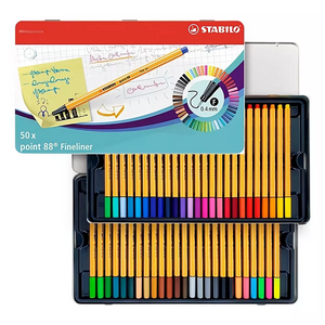 Set 50 Marcadores Fineliner Point 88 Caja Metálica Stabilo