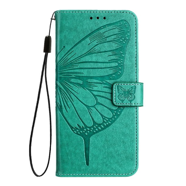 Funda Cartera Mariposa Para Iphone 17e Con Soporte Y Ranuras Para Tarjetas Verde