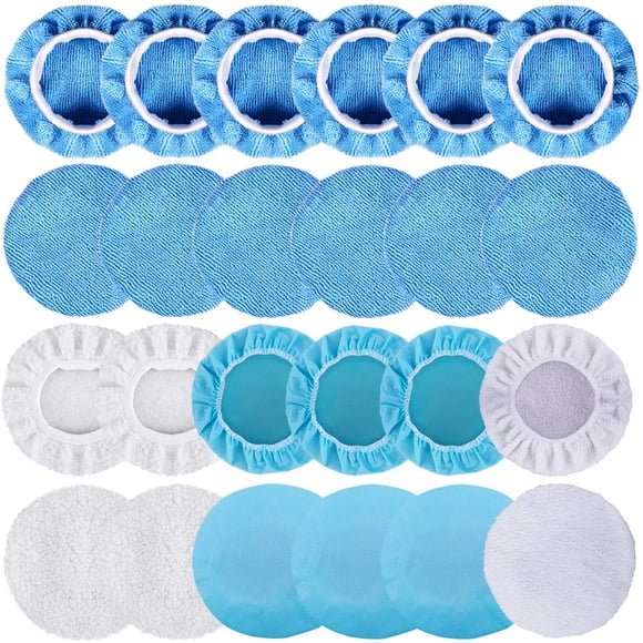 Almohadillas pulidoras de coche SIQUK, 24 paquetes de 5 a 6 pulgadas con microfibra