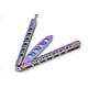 thumbnail image 3 of Cuchillo sin filo Oliasports Rainbow Practice Balisong de metal con forma de mariposa de acero, 3 of 7