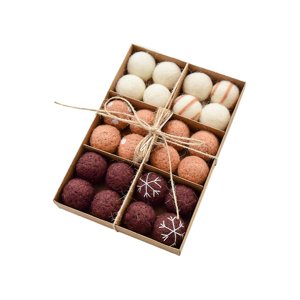 Magideal - 24 Bolas De Fieltro, Pompones Navideños Hechos A Mano, Cuentas De Fieltro De 3Cm Para Bricolaje, Guirnaldas Navideñas, Decoraciones Navideñas, Manuali Estilo A