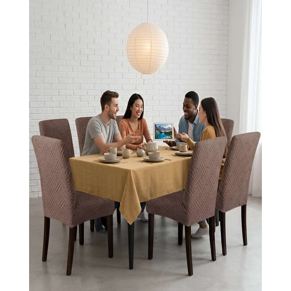Juego De 6 Fundas Para Sillas De Comedor Ajustables Texturizadas
