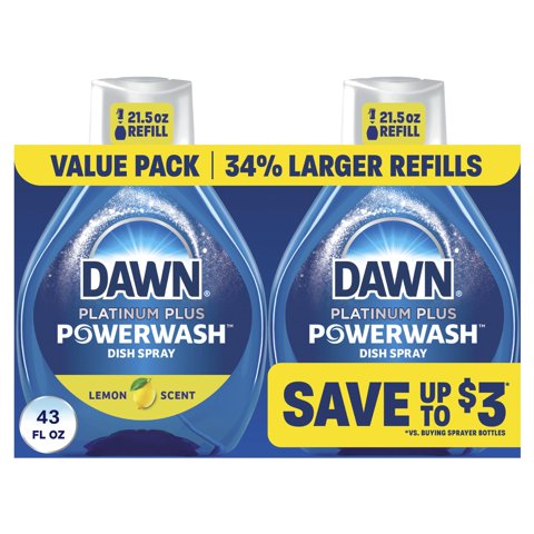 Spray Para Platos Dawn Powerwash Lemon Con 2 Recambios De 1,27 Litros