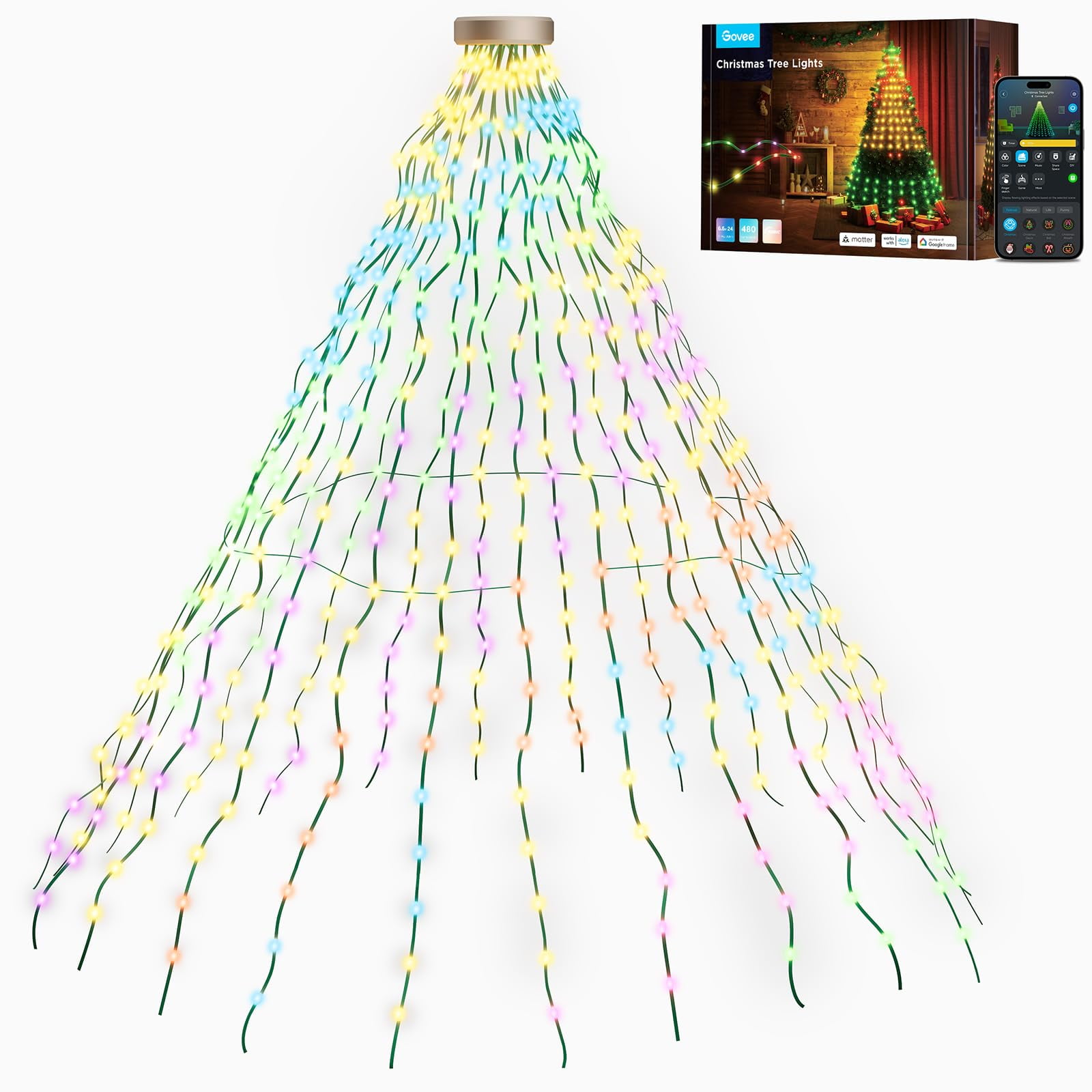 Luces Para Árbol De Navidad Govee Smart Rgbic 480 Led Para Exteriores