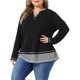 thumbnail image 1 of Agnes Orinda Conjuntos de Halloween para Mujeres Tallas Grandes Blusa Casual de Manga Larga con Detalle de Botón, Cuello Henley a Rayas en Capas, Bloque de Color, Talla 3X Negro, 1 of 6