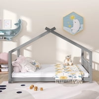 M&Ms - Full Size House Bed Wood Bed, Gray(Old Sku Wf282522Aae)