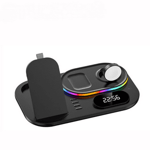 Genérico - Base De Carga Inalámbrica 4 En 1 Con Luz Para Iphone 14/13/12/11/X, Apple Watch, Airpods, Samsung Galaxy Watch, Base De Carga Rápida-Negro Para Iphone