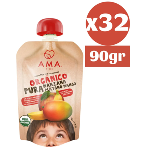Ama Time - 32X Ama Pure Fruta Manzana Platano Mango Orgánico Papilla