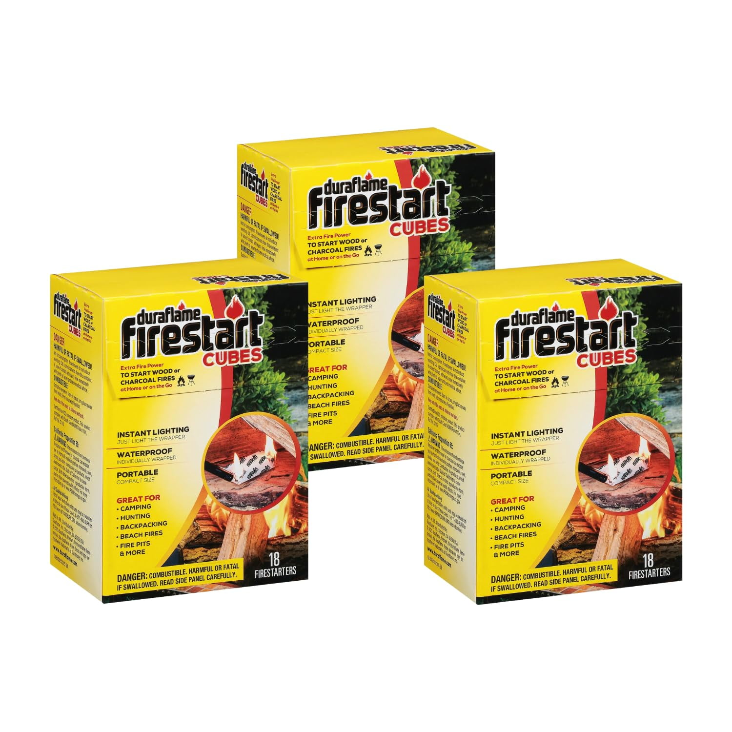 Firelilighters Duraflame Firestart Cubes, Paquete De 18 (paquete De 3)