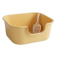 Magideal - Inodoro Para Mascotas Con Parte Superior Abierta, Inodoro Para Gatos Con Lado Alto, Productos Para Gatos, Urinario Portátil, Inodoro Para Gatos Semice Amarillo