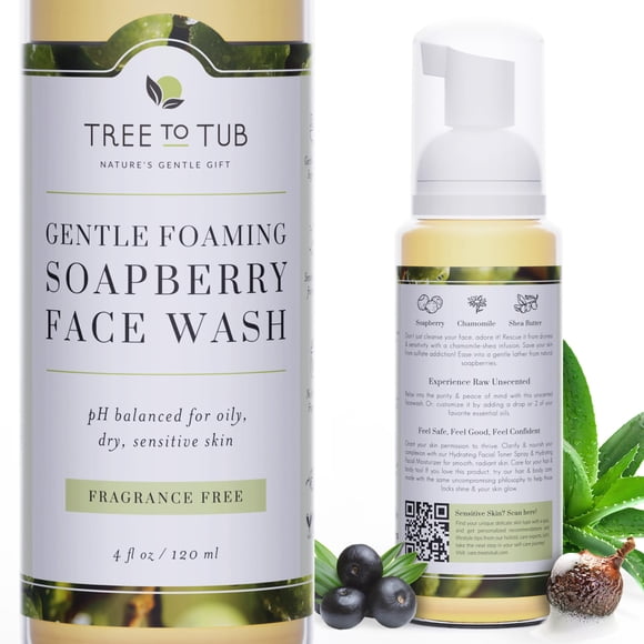 Limpiador facial unisex, piel sensible y seca, de árbol a bañera