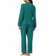 thumbnail image 3 of INSPIRE CHIC Pijama de mujer con sensación de modal suave, manga larga, botones, solapa, pantalones elásticos, primavera otoño, S Verde Pavo Real, 3 of 6