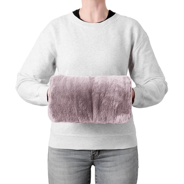 Calientamanos Brookstone de piel sintética con paquete de gel apto para microondas, rosa