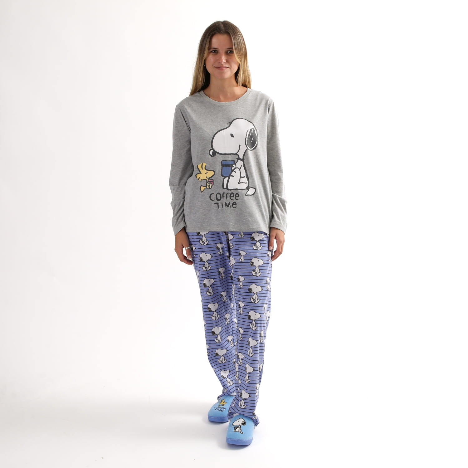 Pijama Oficial Snoopy Coffee Time Manga Larga Unisex Adulto