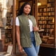thumbnail image 3 of Agnes Orinda Chaquetas de Chaleco sin Mangas con Anorak de Talla Grande para Mujer con Cremallera, Botón y Cintura con Cordón 3X Verde Militar, 3 of 9