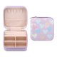 thumbnail image 1 of Caja de Joyas Cuadrada REGALWOVEN para Mujeres, Organizador de Joyas de Cuero PU con Patrón de Corazón con Cremallera, Diseño de Capa Única en Color Púrpura Claro, 1 of 7