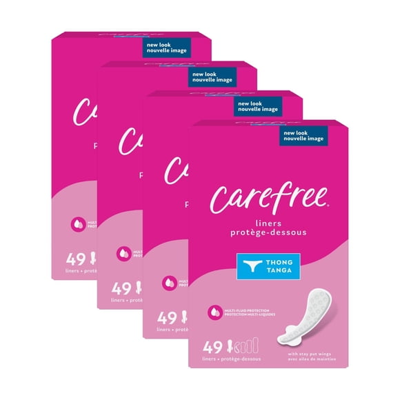 Tanga Carefree Panty Liners, sin envolver, sin perfume, 196 unidades