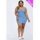 thumbnail image 1 of Vestido Mini de Tirantes con Cuello Dividido y Canalé de Talla Grande, 1 of 2