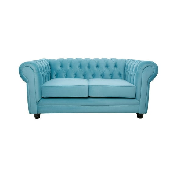 Sofá Chesterfield 2C Felpa Turquesa