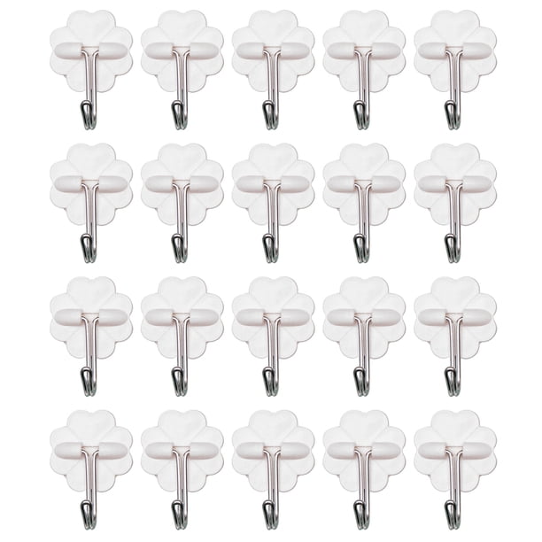 Ganchos adhesivos de plástico blanco, 20 unidades, para colgar en la pared, resistentes a los daños.