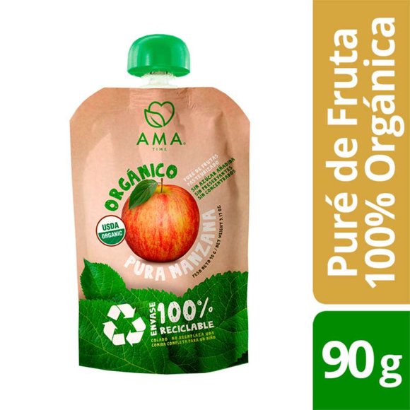 Puré de Manzana Orgánico, 90 g