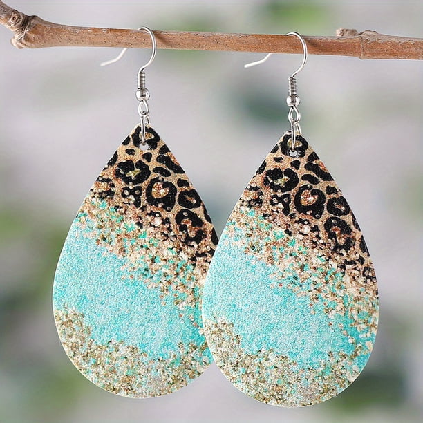 Stylish Leopard Print PU Leather Drop Earrings for Women and Girls - Easy to Wear and Comfortable