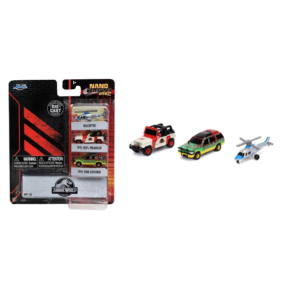 Toy Jada Toys Nano Hollywood Rides Jurassic World, paquete de 3 unidades, rojo