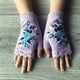 thumbnail image 1 of Flower Embroidery Gloves - Handmade Knit Fingerless Gloves for Women, 1 of 5